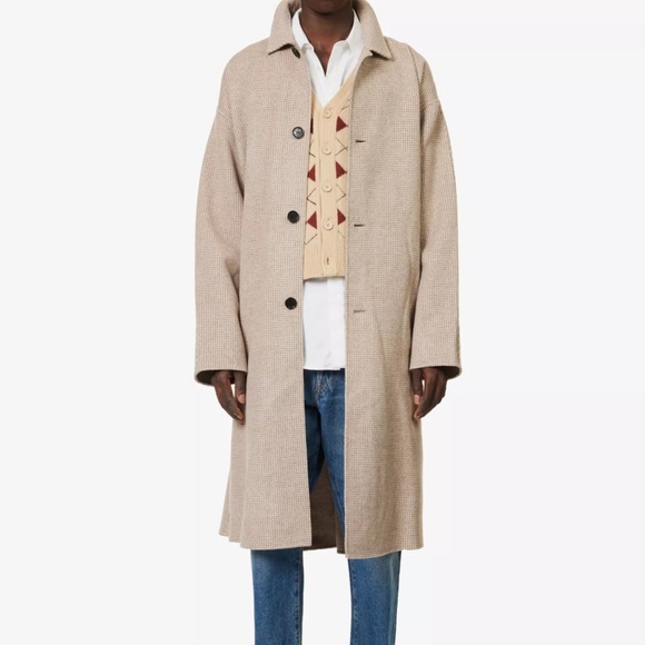 Acne Studios Houndstooth Single-breasted Wool Coat - Picture 1 of 6